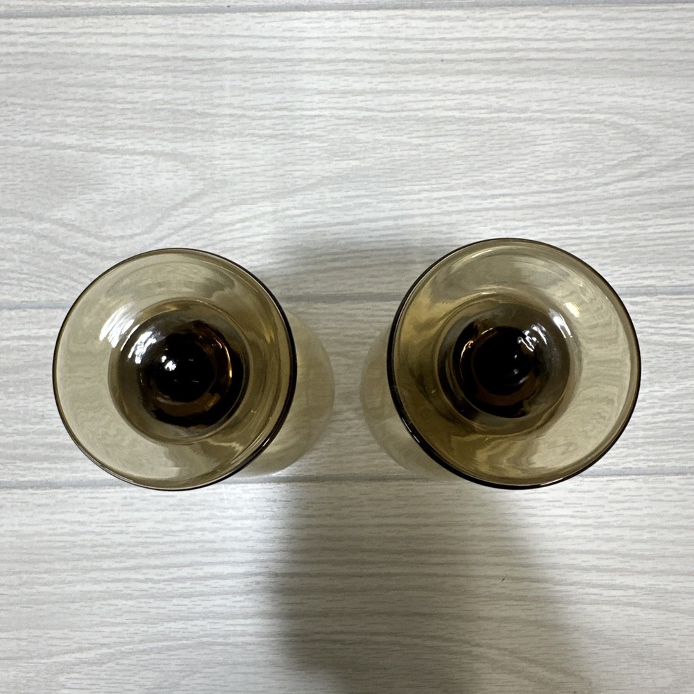 Mocha‎ 6" Iced Tea Wine Water Glasses Goblets Vintage Smokey Brown (Set of 2) - Picture 3 of 3